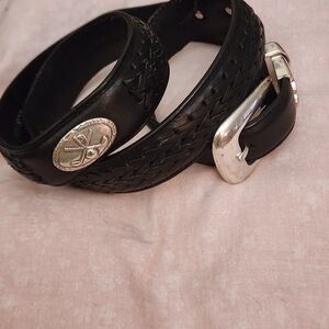 Mens Belt Sz 38 Leather Blk Braided And Silver Golf Clubs 43"Aqarius Golf G1000